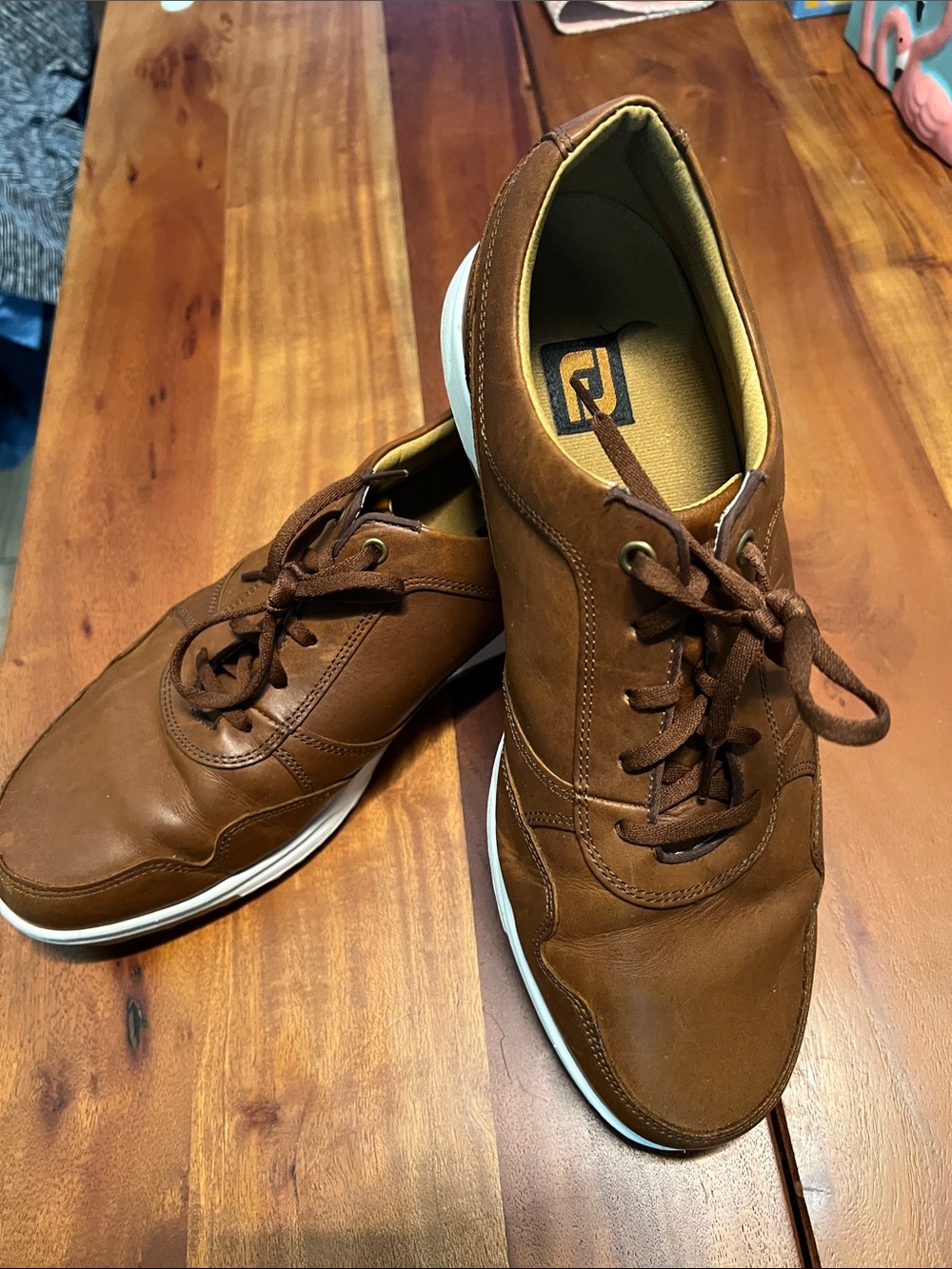 FootJoy Men’s Brown Leather Spikeless Golf Shoes Sz 11-1/2 W